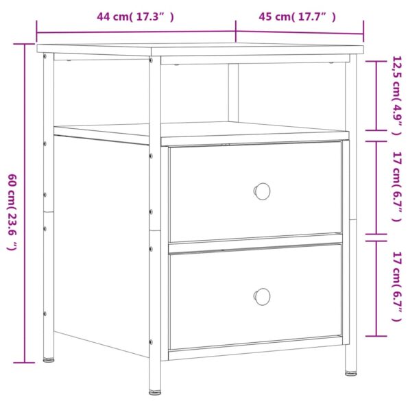 vidaXL Nočný stolík hnedý dub 44x45x60 cm kompozitné drevo – Obrázok 11