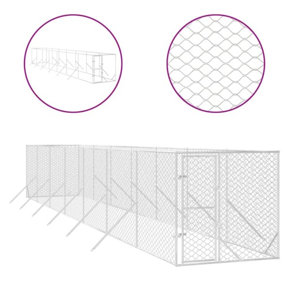 VXL8720845942335_a_en_hd_1.jpg vidaXL Vonkajší koterec pre psov strieborný 2x14x2 m pozinkovaná oceľ – Obrázok 2