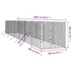 vidaXL Vonkajší koterec pre psov strieborný 2x14x2 m pozinkovaná oceľ – Obrázok 4
