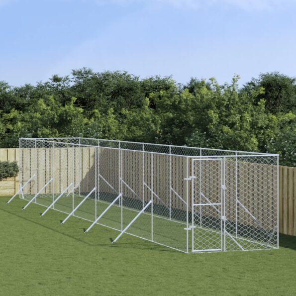 VXL8720845942335_m_en_hd_1.jpg vidaXL Vonkajší koterec pre psov strieborný 2x14x2 m pozinkovaná oceľ – Obrázok 1