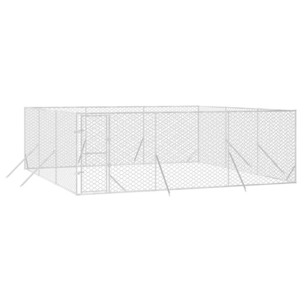 VXL8720845942397_g_en_hd_1.jpg vidaXL Vonkajší koterec pre psov strieborný 6x6x2 m pozinkovaná oceľ – Obrázok 3