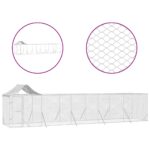 vidaXL Vonkajší koterec pre psov so strechou strieborný 10x2x2,5m oceľ – Obrázok 2