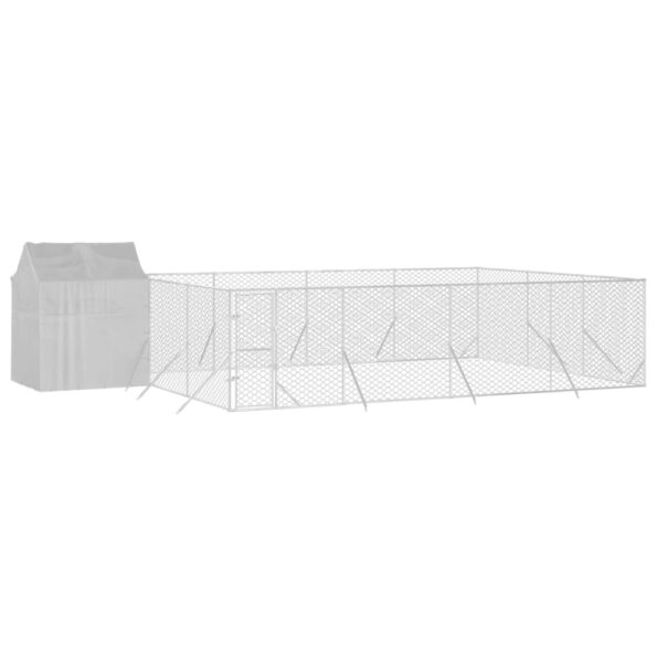 VXL8720845942595_g_en_hd_1.jpg vidaXL Vonkajší koterec pre psov so strechou strieborný 10x6x2,5m oceľ – Obrázok 3