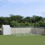 vidaXL Vonkajší koterec pre psov so strechou strieborný 10x6x2,5m oceľ