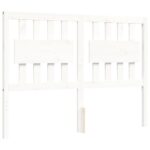 vidaXL Rám postele s čelom biely 140x190 cm masívne drevo – Obrázok 9