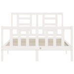 vidaXL Rám postele s čelom biely 140x190 cm masívne drevo – Obrázok 6