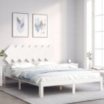 vidaXL Posteľný rám s čelom biely 140x200 cm masívne drevo