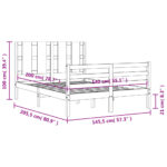 vidaXL Posteľný rám s čelom biely 140x200 cm masívne drevo – Obrázok 12