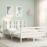 vidaXL Posteľný rám s čelom biely 140x200 cm masívne drevo