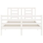 vidaXL Rám postele s čelom biely 140x190 cm masívne drevo – Obrázok 6