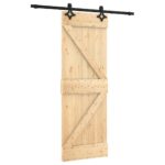 vidaXL Posuvné dvere so sadou kovania 70x210 cm borovicový masív – Obrázok 2