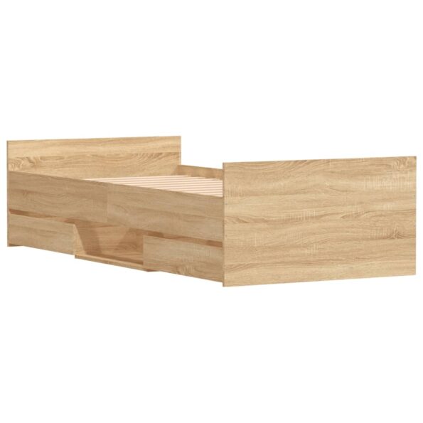 vidaXL Posteľný rám s predným a zadným čelom, dub sonoma 90x200 cm – Obrázok 8