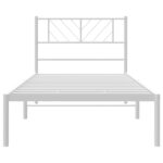 vidaXL Kovový rám postele s čelom biely 90x200 cm – Obrázok 5