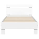 vidaXL Posteľný rám s čelom a LED svetlami biely 90x200 cm – Obrázok 7