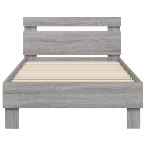 vidaXL Posteľný rám s čelom a LED svetlami sivý sonoma 90x200 cm – Obrázok 7