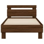 vidaXL Posteľný rám s čelom a LED svetlami hnedý dub 90x200 cm – Obrázok 7