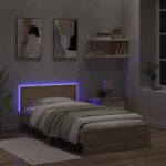 vidaXL Posteľný rám s čelom a LED svetlami dub sonoma 100x200 cm – Obrázok 4