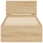 vidaXL Posteľný rám s čelom a LED svetlami dub sonoma 90x190 cm – Obrázok 7