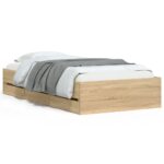 vidaXL Posteľný rám so zásuvkami dub sonoma 100x200cm kompozitné drevo – Obrázok 2