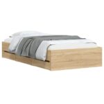 vidaXL Posteľný rám so zásuvkami dub sonoma 100x200cm kompozitné drevo – Obrázok 3