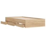 vidaXL Posteľný rám so zásuvkami dub sonoma 100x200cm kompozitné drevo – Obrázok 5