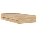 vidaXL Posteľný rám so zásuvkami dub sonoma 100x200cm kompozitné drevo – Obrázok 8