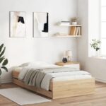vidaXL Posteľný rám so zásuvkami dub sonoma 100x200cm kompozitné drevo