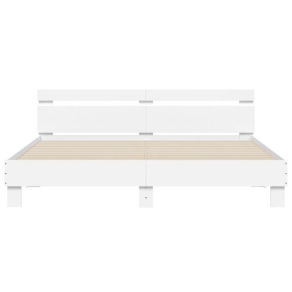 vidaXL Posteľný rám s čelom biely 160x200 cm kompozitné drevo – Obrázok 5