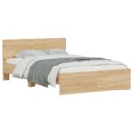 vidaXL Posteľný rám s čelom dub sonoma 120x200 cm – Obrázok 3