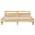 vidaXL Posteľný rám s čelom a LED dub sonoma 200x200 cm – Obrázok 7