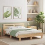 vidaXL Posteľný rám s čelom a LED dub sonoma 140x200 cm – Obrázok 3