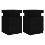 vidaXL Nočné stolíky s LED svetlami 2 ks čierne 35x39x55 cm – Obrázok 2