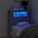vidaXL Čelo s LED betónovo sivé 100x18,5x103,5 cm kompozitné drevo