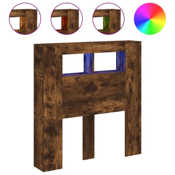 vidaXL Čelo s LED dymový dub 100x18,5x103,5 cm kompozitné drevo – Obrázok 2