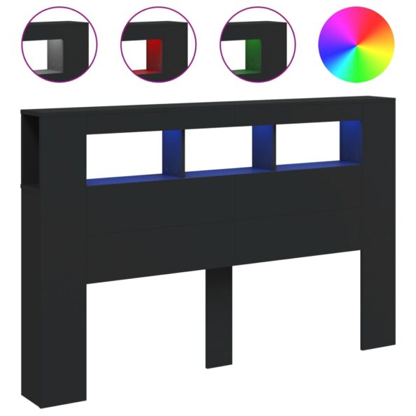 vidaXL Čelo s LED čierne 160x18,5x103,5 cm kompozitné drevo – Obrázok 2