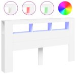 vidaXL Čelo s LED biele 180x18,5x103,5 cm kompozitné drevo – Obrázok 2