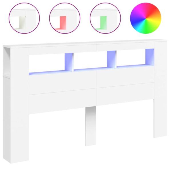 vidaXL Čelo s LED biele 180x18,5x103,5 cm kompozitné drevo – Obrázok 2