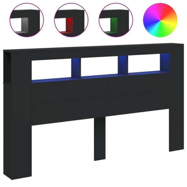 vidaXL Čelo s LED čierne 180x18,5x103,5 cm kompozitné drevo – Obrázok 2