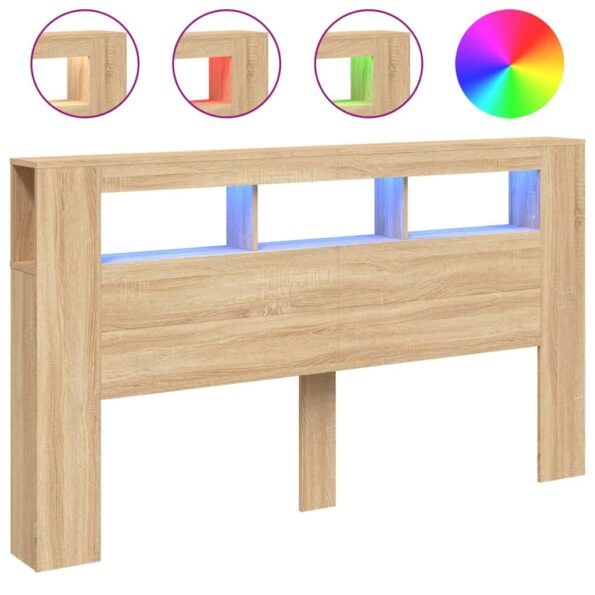 vidaXL Čelo s LED dub sonoma 180x18,5x103,5 cm kompozitné drevo – Obrázok 2