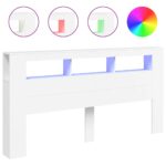 vidaXL LED čelo postele biele 200x18,5x103,5 cm kompozitné drevo – Obrázok 2