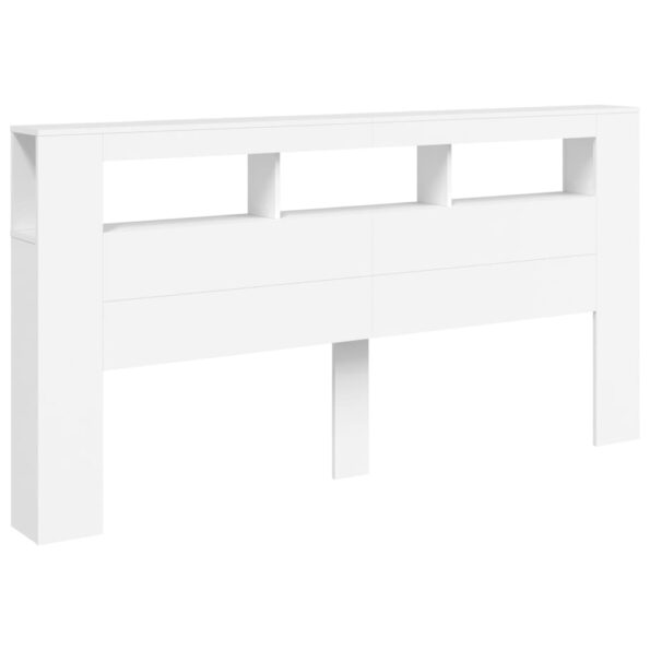 vidaXL LED čelo postele biele 200x18,5x103,5 cm kompozitné drevo – Obrázok 3