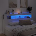 vidaXL LED čelo postele biele 200x18,5x103,5 cm kompozitné drevo – Obrázok 12
