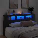 vidaXL LED čelo postele čierne 200x18,5x103,5 cm kompozitné drevo – Obrázok 12