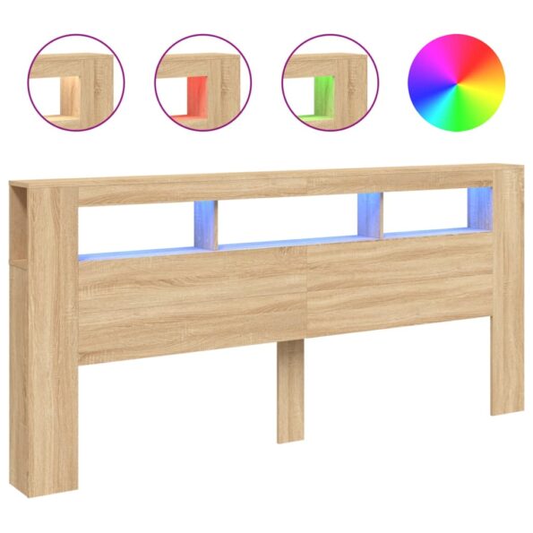 vidaXL Čelo s LED dub sonoma 220x18,5x103,5 cm kompozitné drevo – Obrázok 2