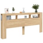 vidaXL Čelo s LED dub sonoma 220x18,5x103,5 cm kompozitné drevo – Obrázok 5