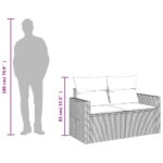 vidaXL Záhradná pohovka s vankúšmi 2-miestna čierna polyrattan – Obrázok 12