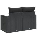 vidaXL Záhradná pohovka s vankúšmi 2-miestna čierna polyrattan – Obrázok 7