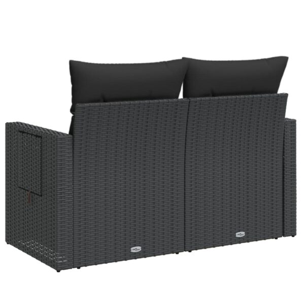 VXL8721012333758_g_en_hd_5.jpg vidaXL Záhradná pohovka s vankúšmi 2-miestna čierna polyrattan – Obrázok 7