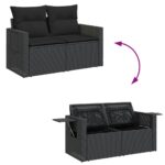 vidaXL Záhradná pohovka s vankúšmi 2-miestna čierna polyrattan – Obrázok 8