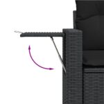 vidaXL Záhradná pohovka s vankúšmi 2-miestna čierna polyrattan – Obrázok 9
